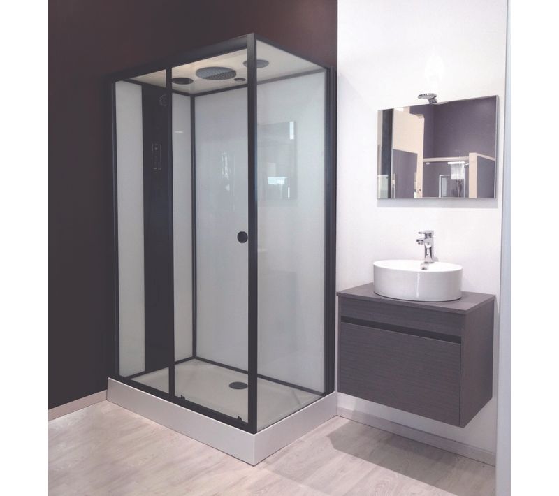 Cabine De Douche Hydromassante Radio Nogea - Sans Silicone - Noir Mat - 120x80cm