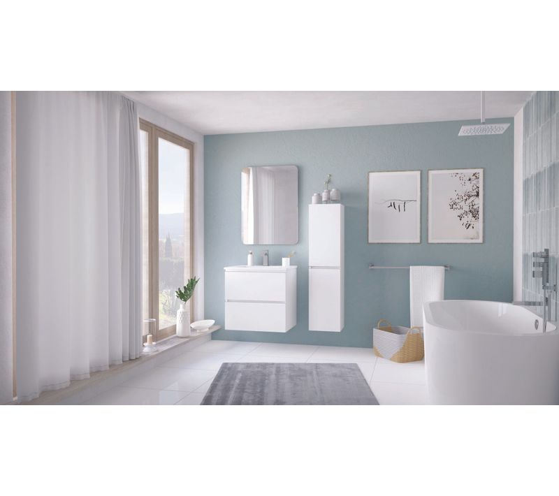 Colonne De Salle De Bain à Suspendre Trendy 2 Portes - Largeur 30cm - Laqué Blanc Mat