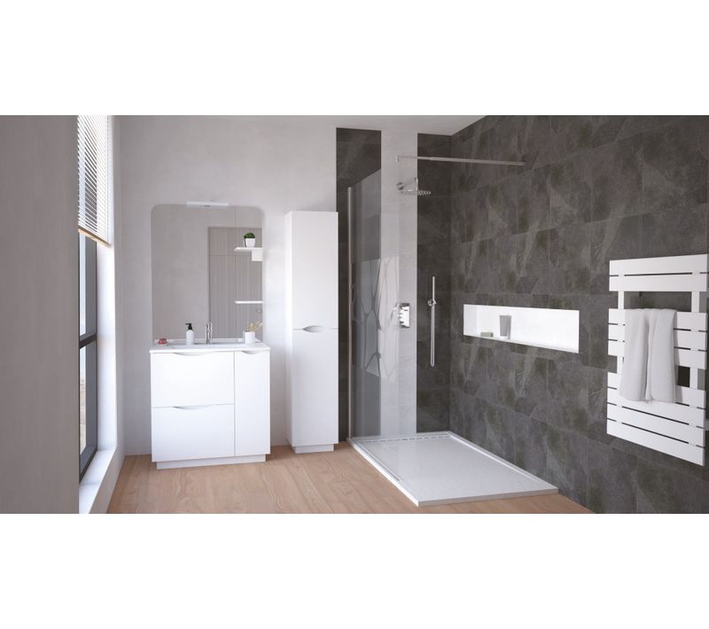 Colonne De Salle De Bain à Poser Palermo - 35cm - Blanc - Laqué - Livré En Kit