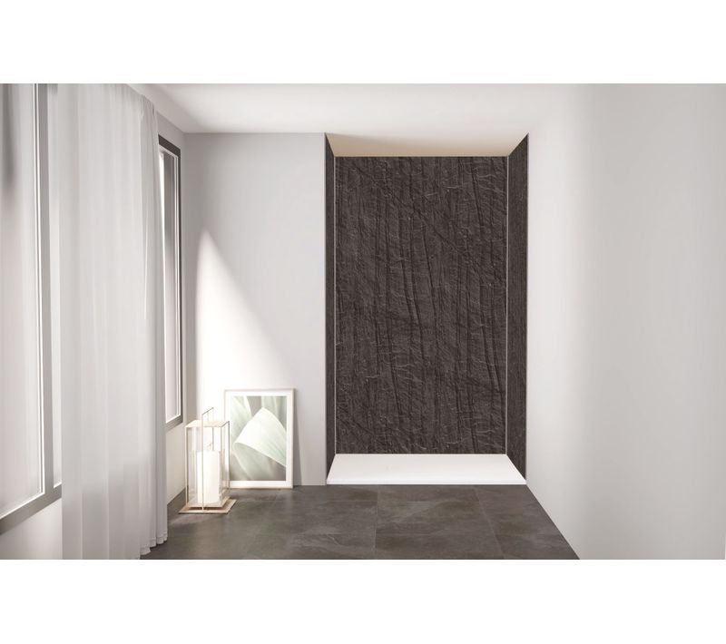 Pack De Montage 3 Panneaux Muraux En Niche - Ardoise 120 Cm - Profilés Chromés