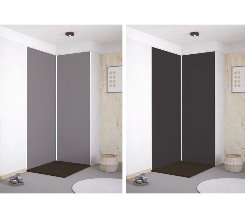 Pack Montage 2 Panneaux Muraux En Angle - Gris et Anthracite 120 Cm - Profilés Blanc