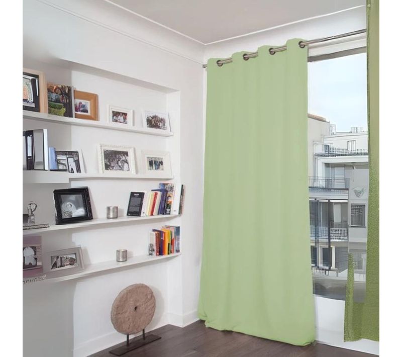 Rideau Phonique Occultant Et Thermique  - 140x260 Cm - Vert Tilleul