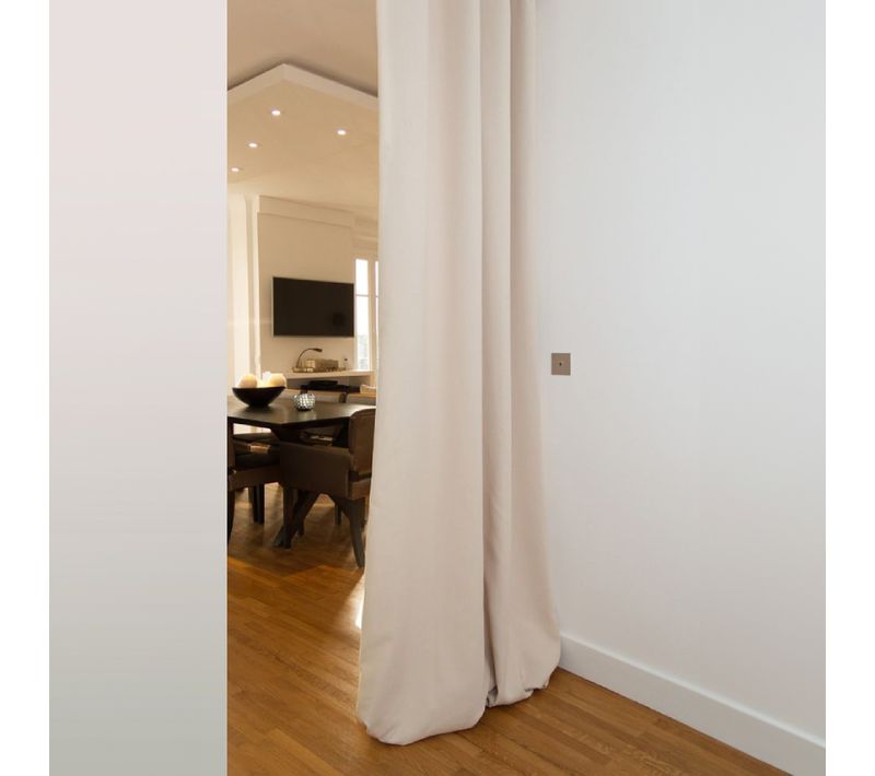 Rideau Séparateur De Pièce à Galon Et Ourlet - 145x250 Cm - Beige