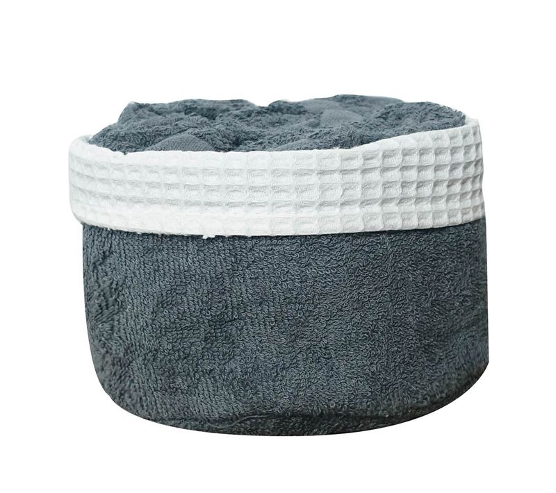 Panier Invité Avec Serviettes - 30x30 Cm - Gris Anthracite