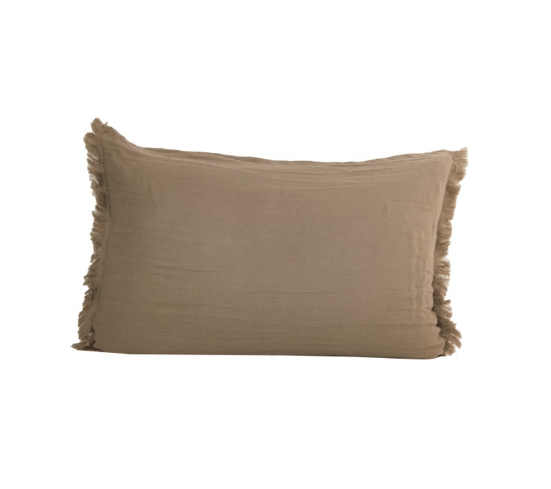 Coussin à Franges En Coton - 40x60 Cm - Taupe