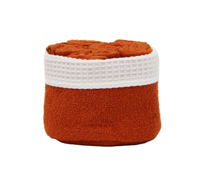 Panier Invité Avec Serviettes - 30x30 Cm - Orange Foncé