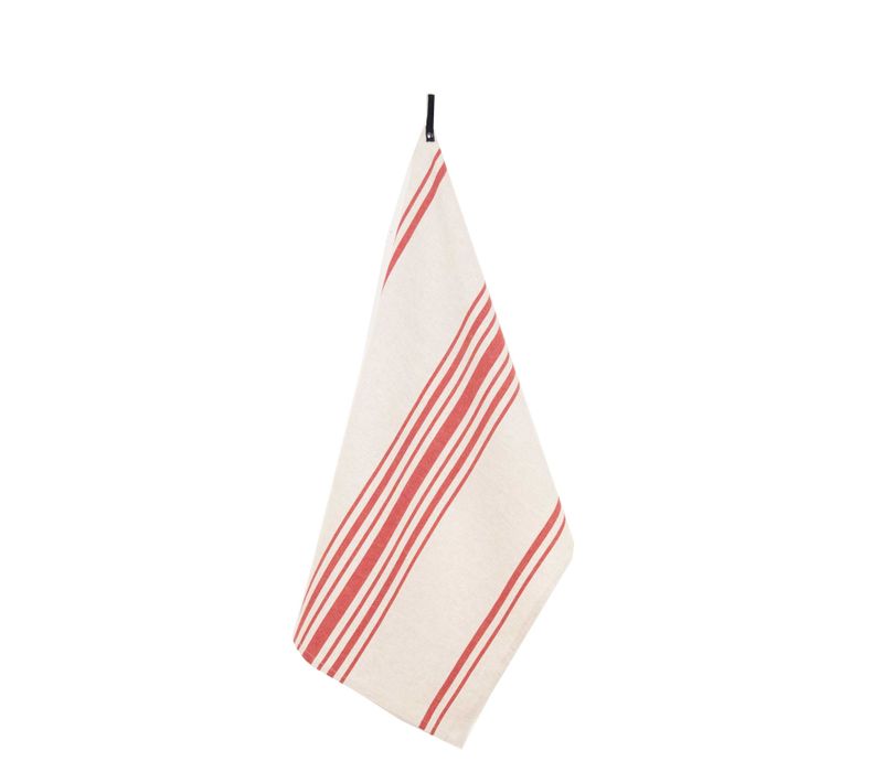 Torchon De Cuisine Polylin à Rayures - 50x70 Cm - Rouge