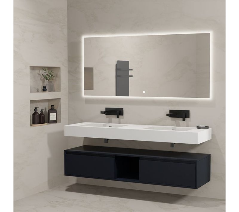 Meuble De Salle De Bain Romanza 1600 Noir (sans Miroir)