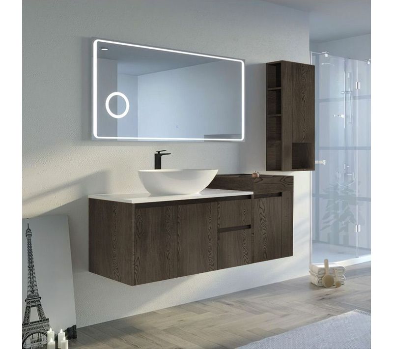 Meuble Salle De Bain Avezzano 1400 Chêne Gris