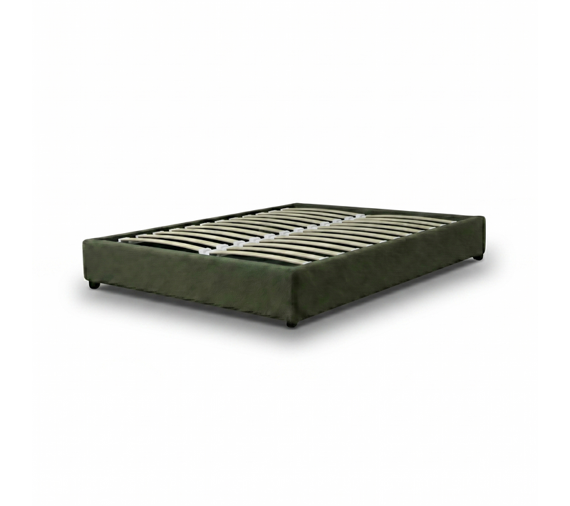 Lit Coffre Vegas 200x200 Cm – Tissu Bouclette Vert – Grand Espace De Stockage