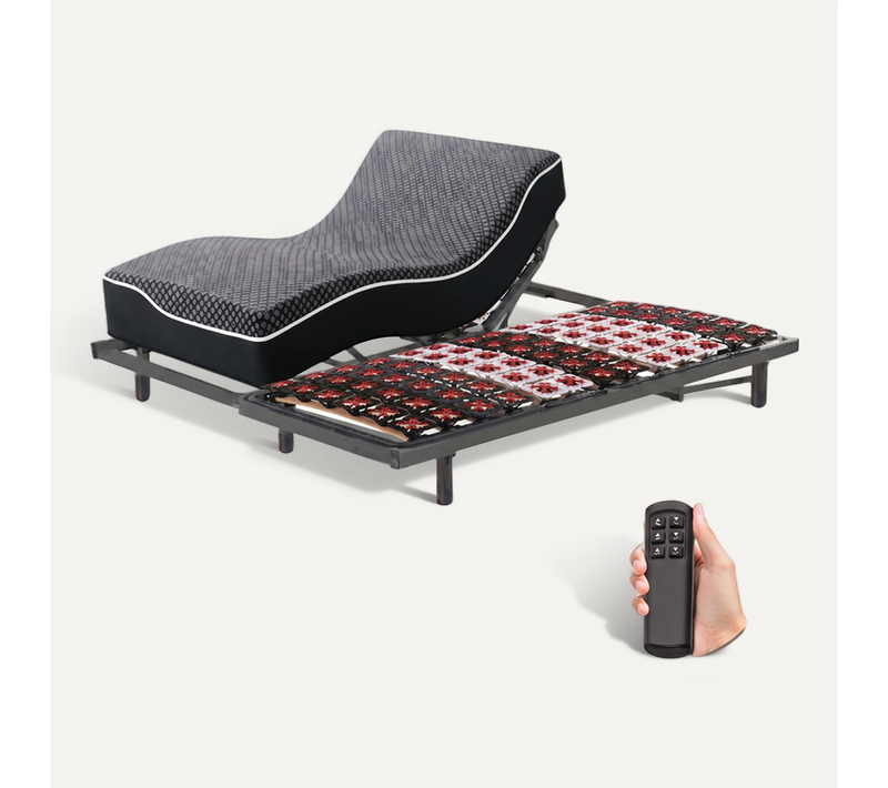 Sommier électrique Technoflex - 200x200 Cm - Matelas mousse à Mémoire De Forme 23 Cm D'épaisseur