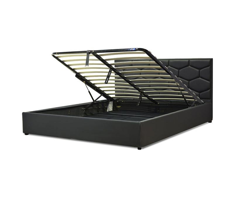 Lit Coffre Clémentine Deluxe : Tissu Et Sommier à Lattes - 140x190 Cm