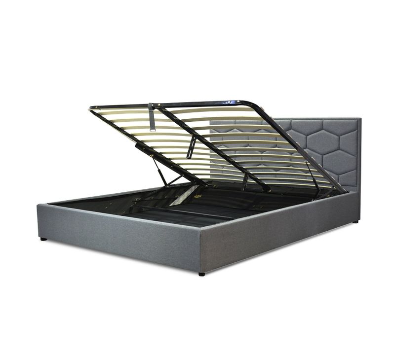 Lit Coffre Clémentine Deluxe : Tissu Et Sommier à Lattes - 140x190 Cm