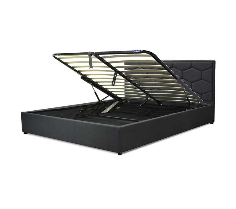 Lit Coffre Clémentine Deluxe : Tissu Et Sommier à Lattes - 140x190 Cm