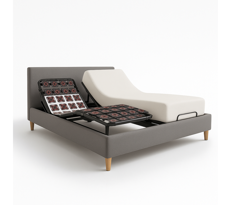 Pack Lit Électrique Matelas 90x190 Cm - Gris Clair - Sommier Relaxation+contour Lit Tissu+matelas