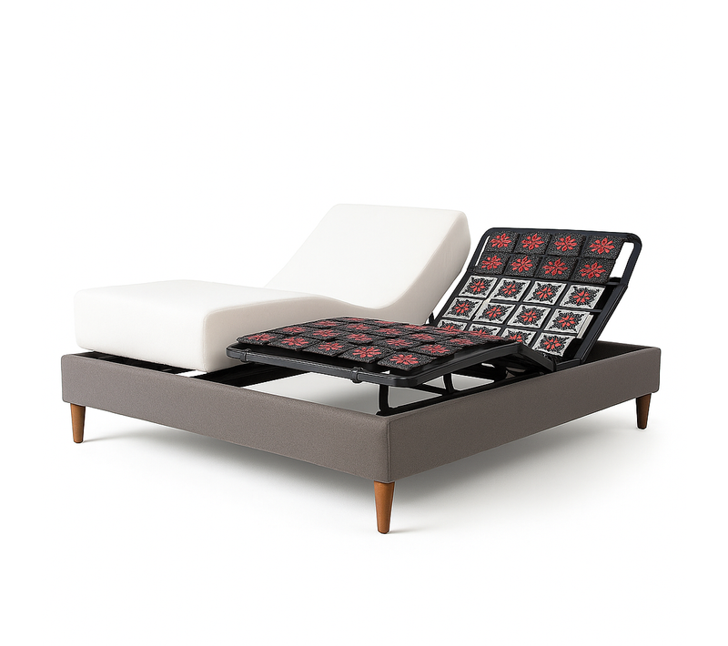 Pack Lit Électrique Matelas 90x190 - Gris - Sommier Relaxation+contour Lit Simili Cuir+matelas