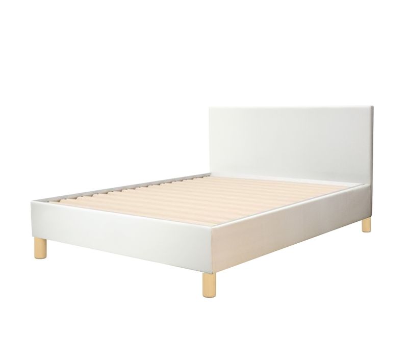 Lit 90x190 Cm Colisée Avec Tête De Lit - Robuste Et Confortable - Simili Cuir - Blanc