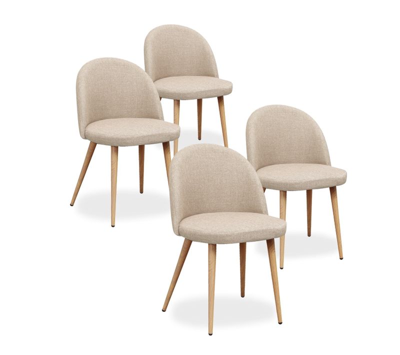 Lot De 4 Chaises Scandinaves Cecilia Tissu Beige
