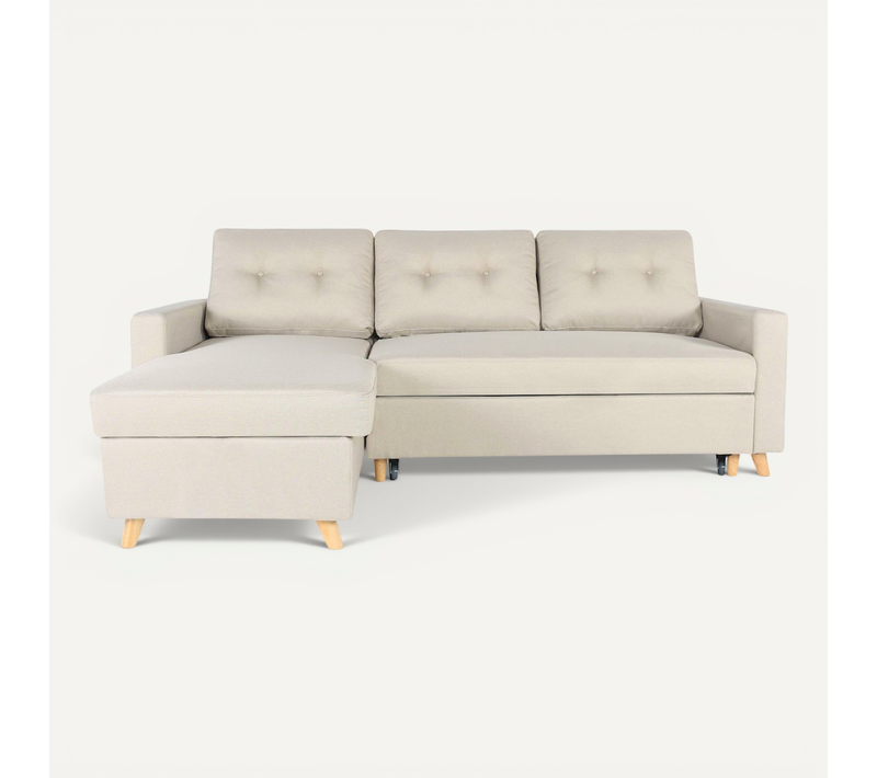 Canapé D'angle Convertible Réversible Falko Tissu Beige