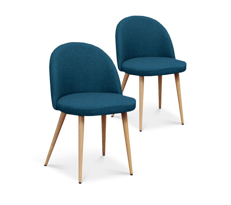 Lot De 2 Chaises Scandinaves Cecilia Tissu Bleu Canard