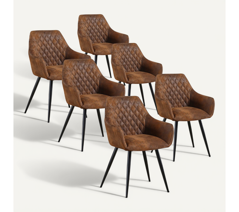 Lot De 6 Chaises Victoria Vintage Pieds Noir