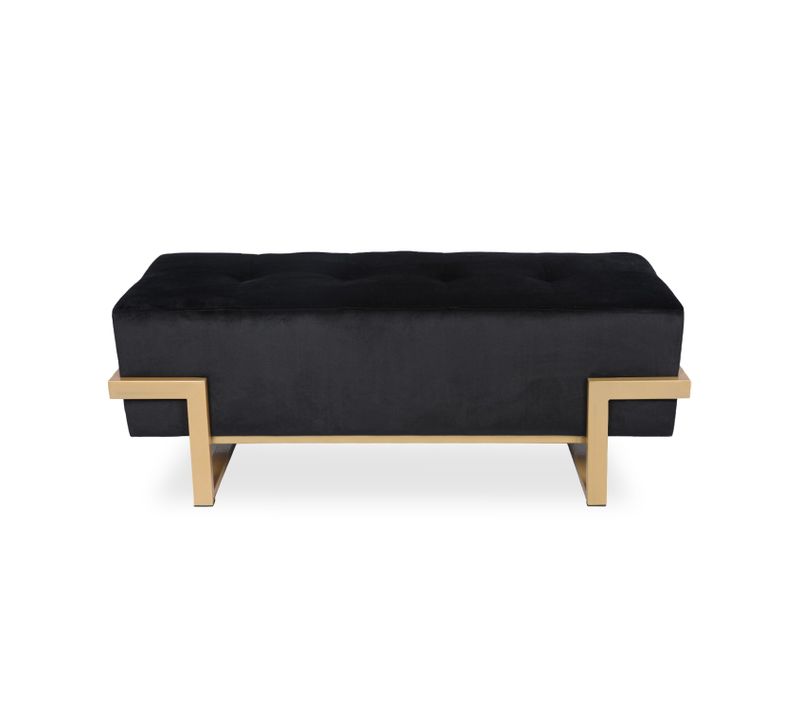Banquette Selena Velours Noir Pieds Doré