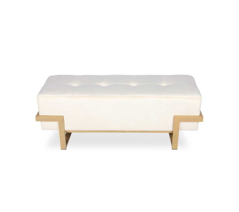 Banquette Selena Velours Beige Pieds Doré