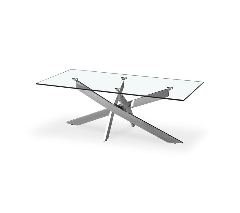 Table Basse Rectangulaire En Verre Et Pied Chromé Alix