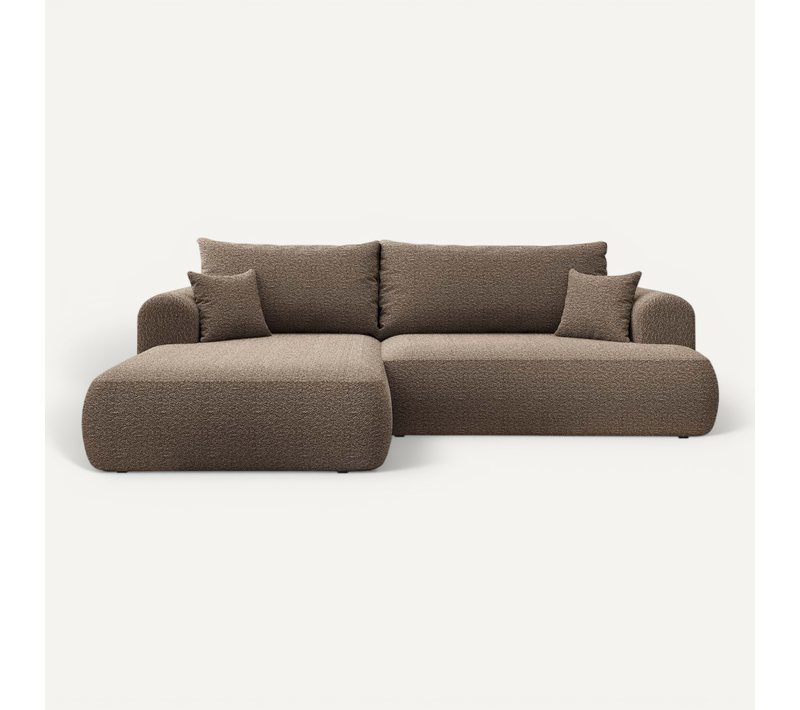 Canapé D'angle Gauche Convertible Velaro Bouclette Taupe