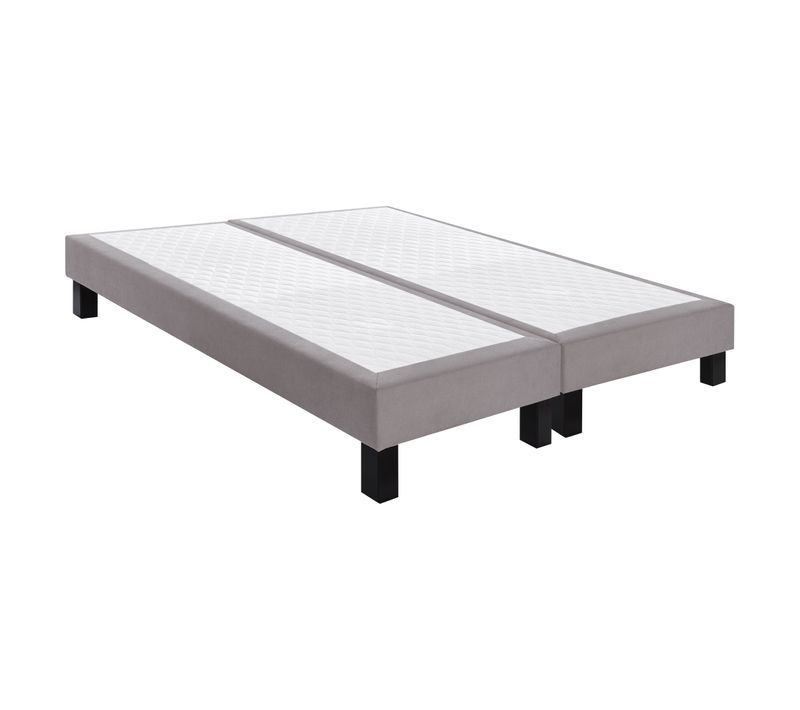 Sommier gris taupe 2x80x200 cm EPEDA BIEN-ETRE tissu