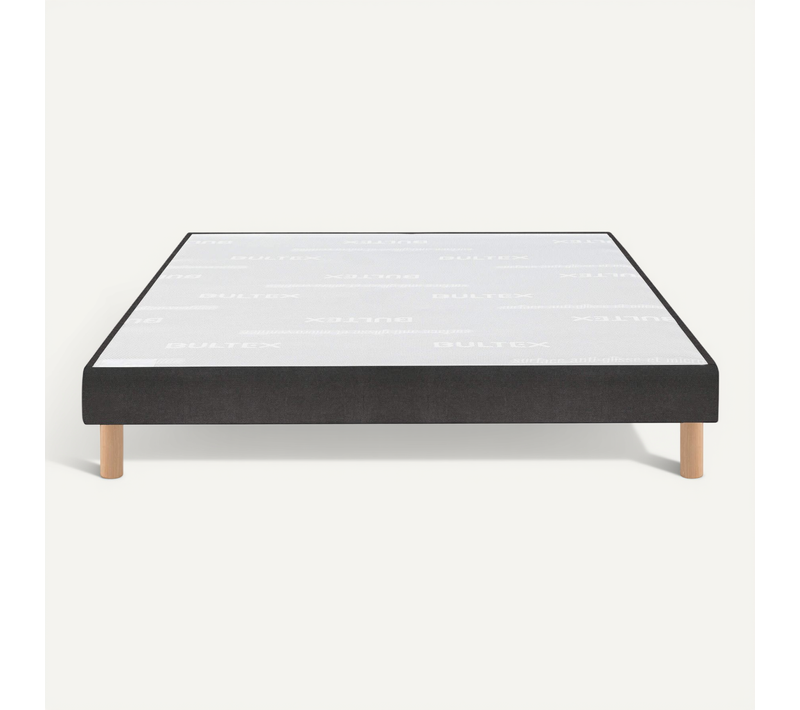 Sommier Déco Tapissier Vigoroso Gris Fumé 120x190