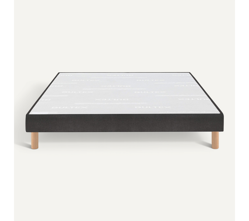 Sommier Déco Tapissier Vigoroso Gris Fumé 140x200