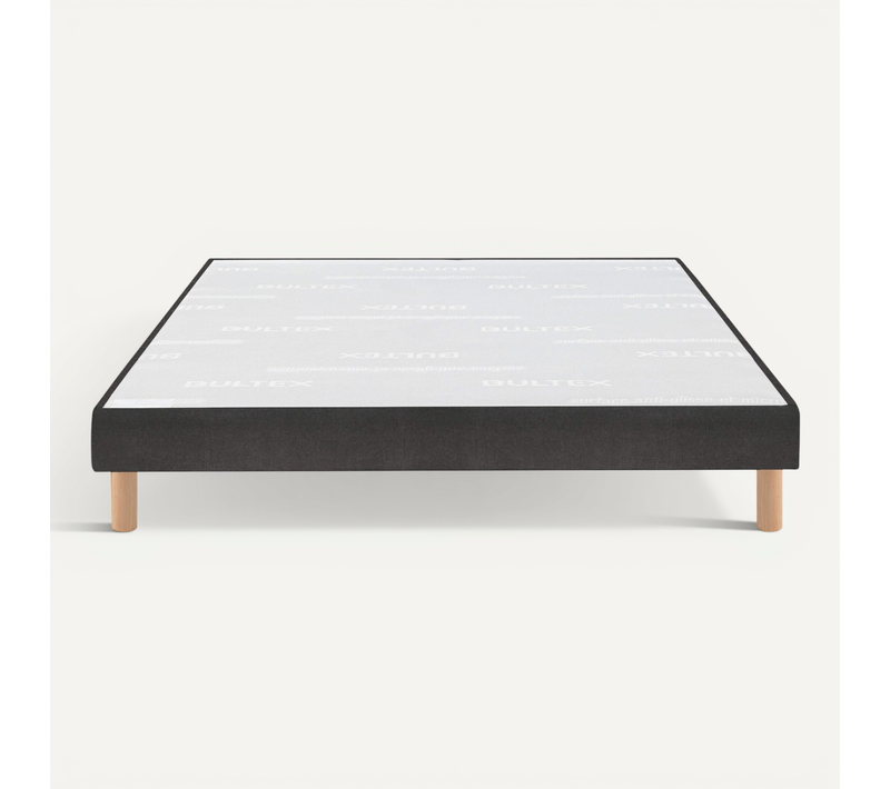 Sommier Déco Tapissier Vigoroso Gris Fumé 150x200