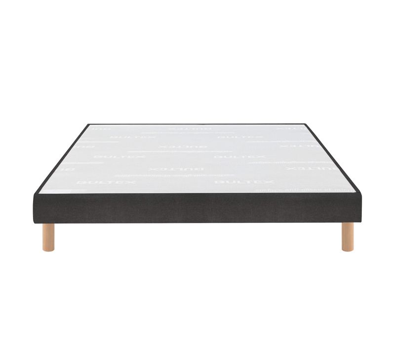 Sommier Déco Tapissier Vigoroso Gris Fumé 2x90x200