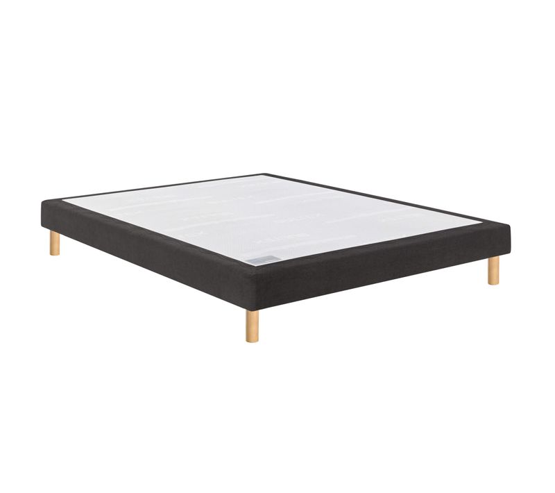 Sommier Déco Tapissier Mediano Gris Fumé 160x190