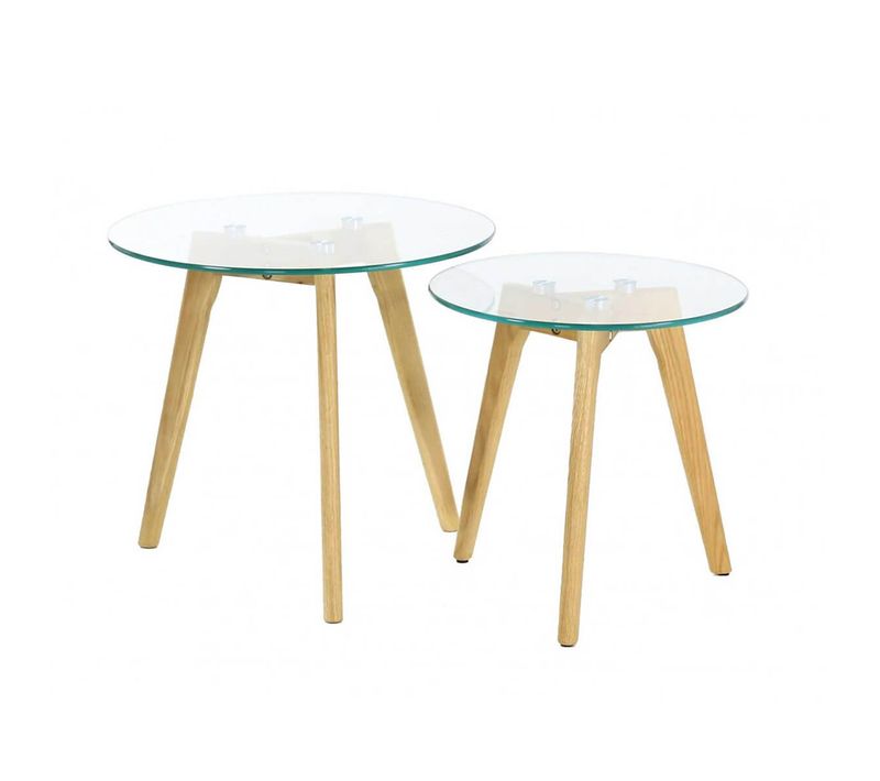 Lot De 2 Tables Gigognes Rondes Verre Trempé - Glass