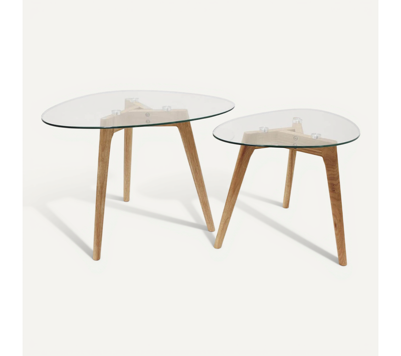 Lot De 2 Tables Basses Gigognes Verre Trempé - Roch
