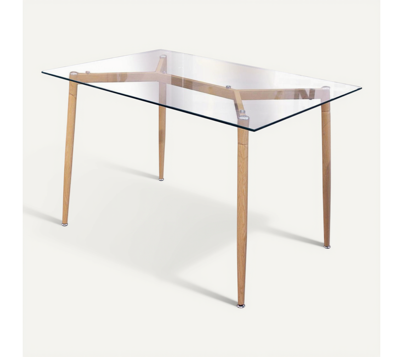 Verana - Table Repas Rectangulaire Plateau En Verre
