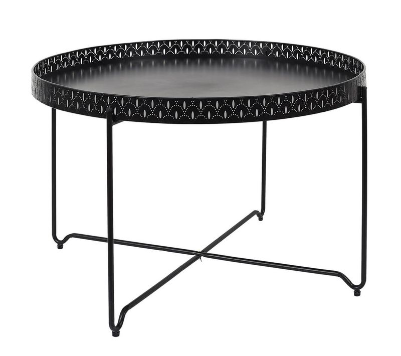 Table D'appoint Noire Plateau Rond 78cm - Plato