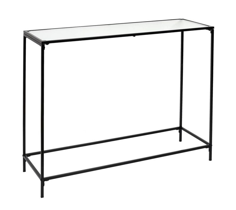 Console Noire Plateau En Verre Texturé - Glassi