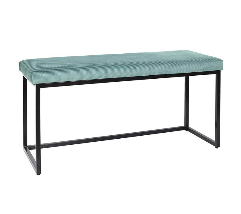 Banc Avec Assise Velours Côtelé Bleu Canard - Alessia