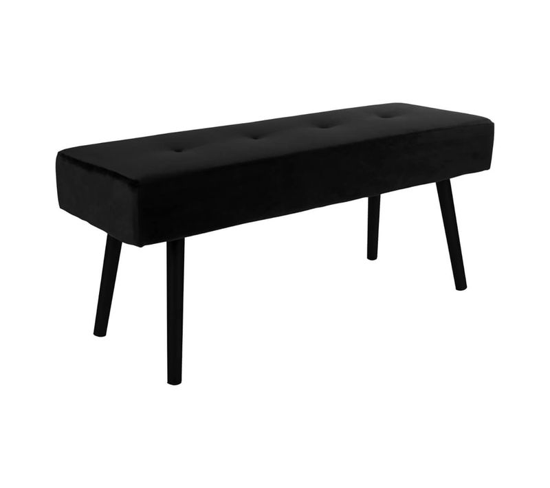 Banc 2 Places Velours Noir Et Pieds Métal - Gemina