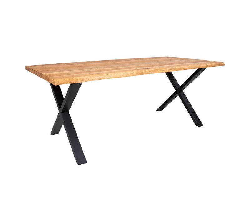 Table Repas 200cm Plateau Chêne Et Pieds Acier - Ciotat