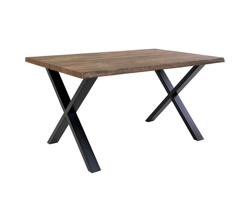Table Repas 140cm Plateau Chêne Grisé Et Pieds Acier - Ciotat