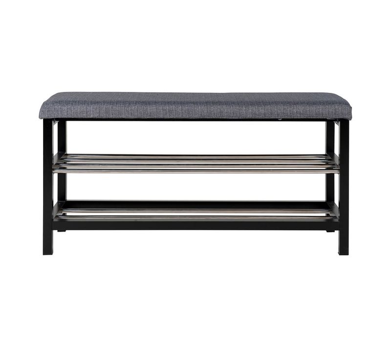 Banc à Chaussures Acier Noir Et Tissu Bleu - Venetie