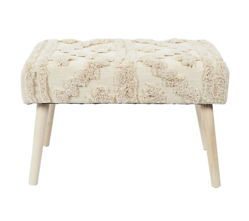 Banc Scandinave Beige Motifs Imitation Fourrure - Skully