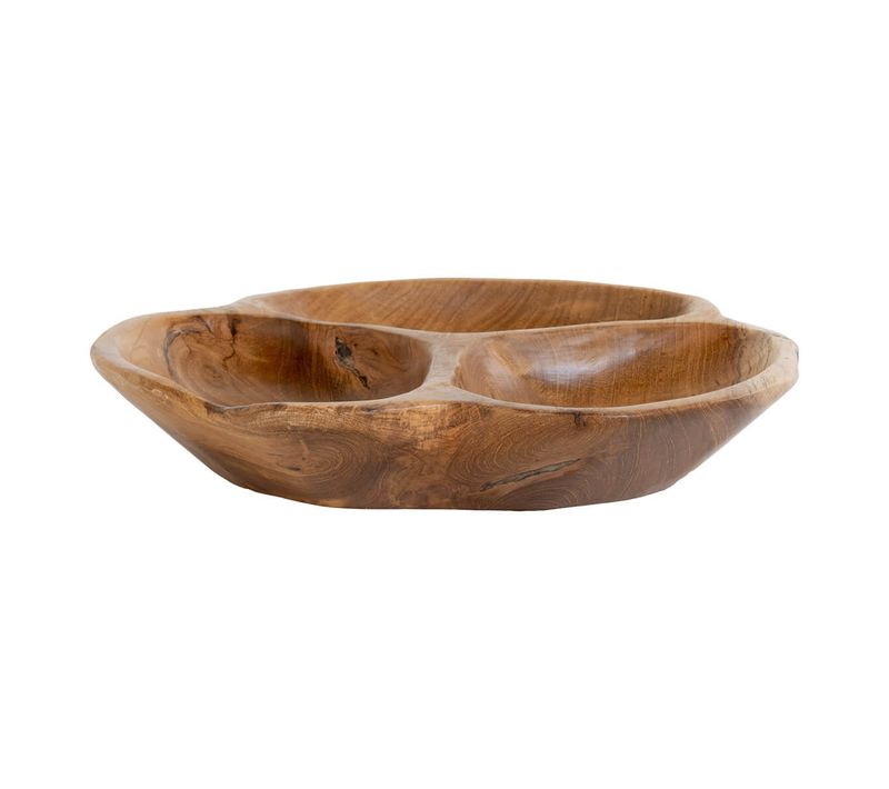 Décoration De Table 3 Compartiments Teck Massif - Poke