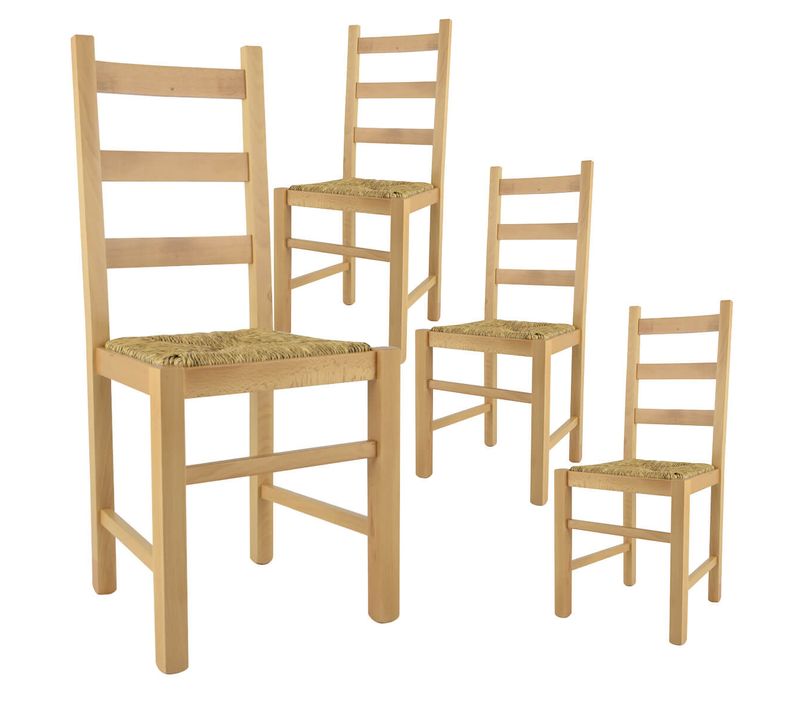 Lot De 4 Chaises Naturelles Et Assises En Paille - Orta