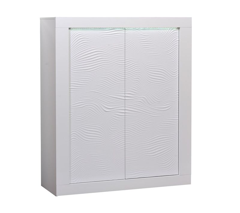 Meuble De Rangement 2 Portes Laqué Blanc Et LEDs - Dayton White