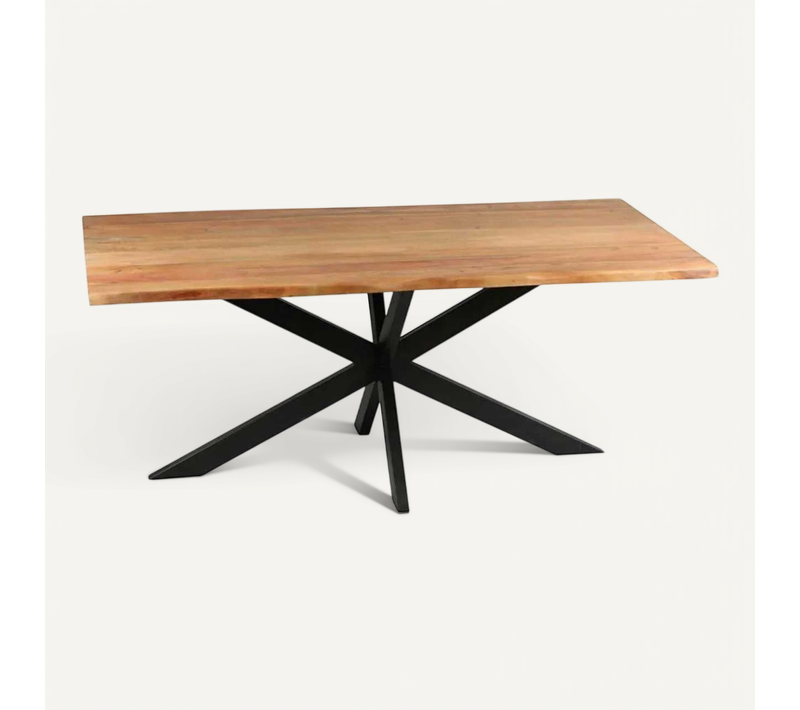Bowna - Table 200cm En Acacia Massif Piètement Etoile